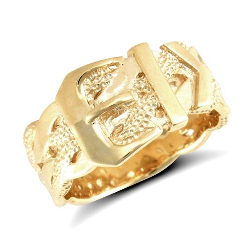 9ct Yellow Gold Single Buckle Ring with Patten