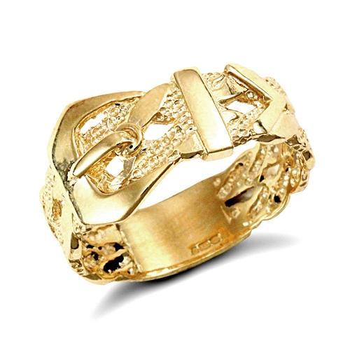 9ct Yellow Gold Single Buckle Ring with Patten - My Jewel World
