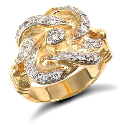 9ct Yellow Gold Single Knot Ring set with Cubic Zirconia
