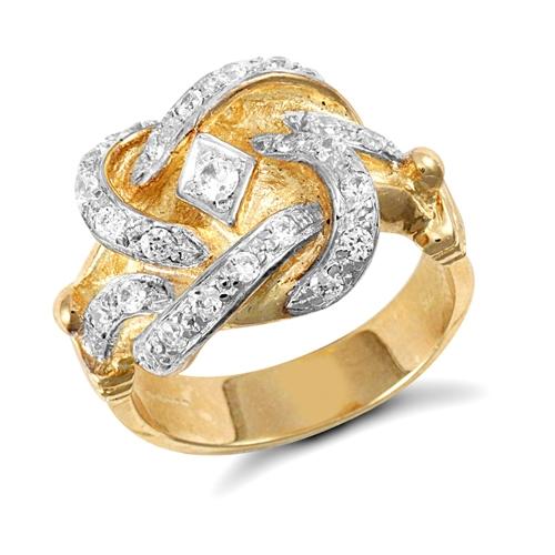 9ct Yellow Gold Single Knot Ring set with Cubic Zirconia