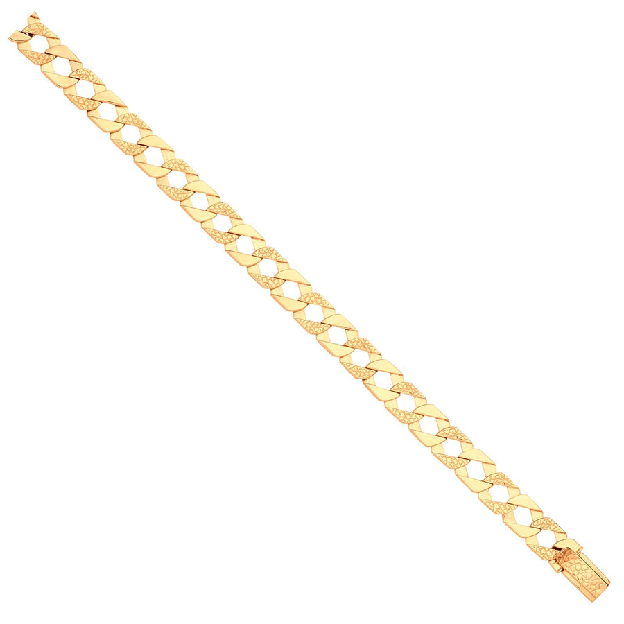 9ct Yellow Gold Solid 10.5mm 22 Inch Plain & Nugget Curb Necklace 43.0g - My Jewel World