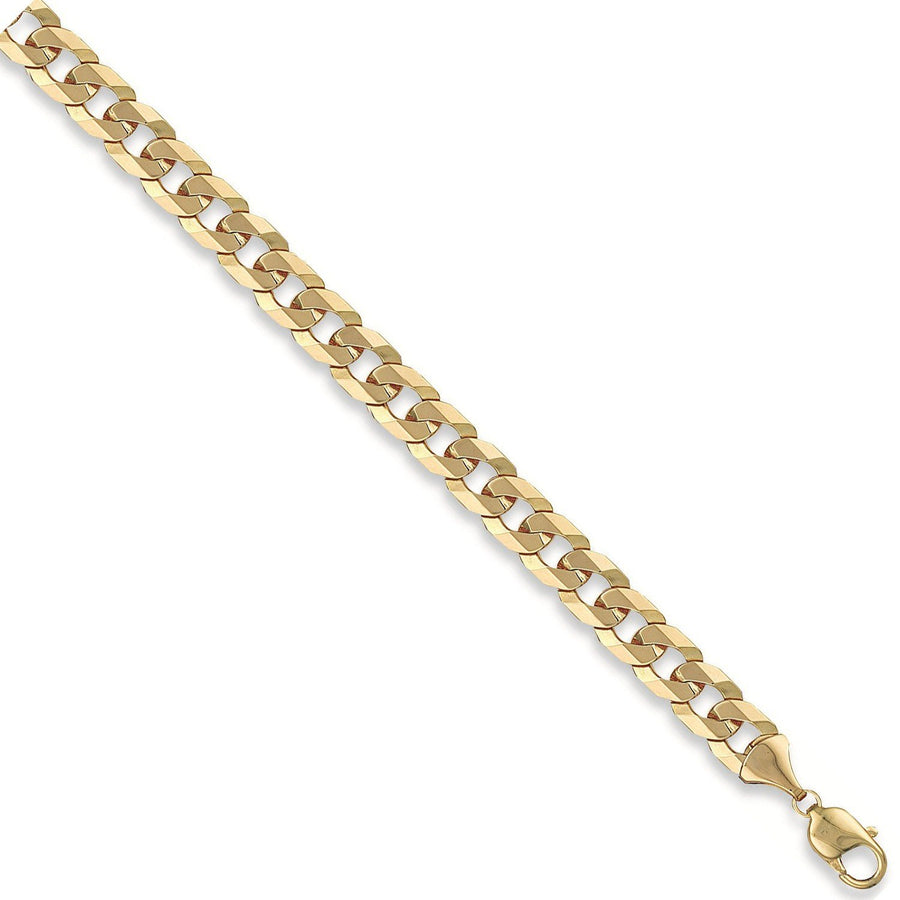 9ct Yellow Gold Solid 10mm 8 Inch Flat Curb Bracelet 21.0g - My Jewel World