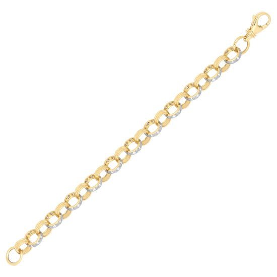 9ct Yellow Gold Solid 11.0mm 8.5 Inch CZ Belcher Bracelet 23.7g - My Jewel World