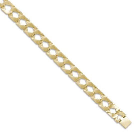 9ct Yellow Gold Solid 14mm 9 Inch Plain Curb Bracelet 30.0g - My Jewel World