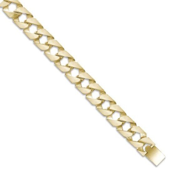 9ct Yellow Gold Solid 16mm 9 Inch Plain Curb Bracelet 53.0g - My Jewel World