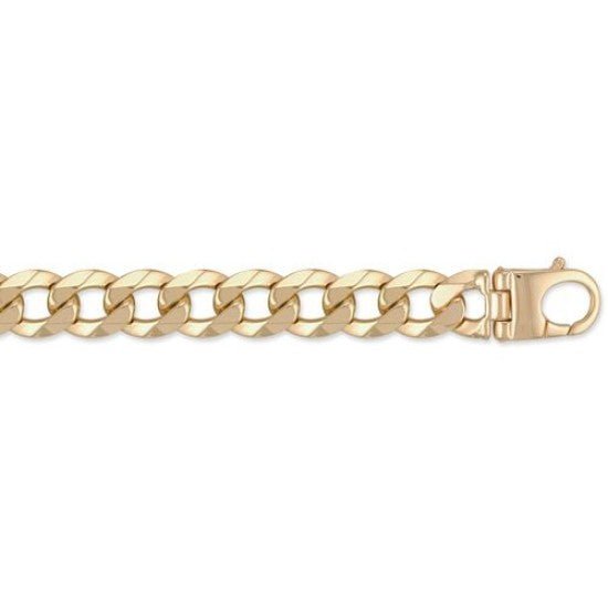 9ct Yellow Gold Solid 17.5mm 9 Inch Curb Bracelet 95.0g - My Jewel World