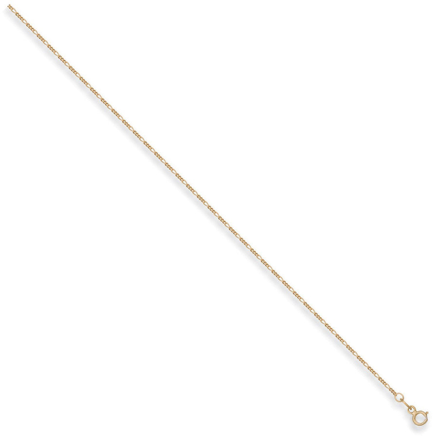 9ct Yellow Gold Solid 1mm 16 Inch Figaro Necklace 1.3g - My Jewel World