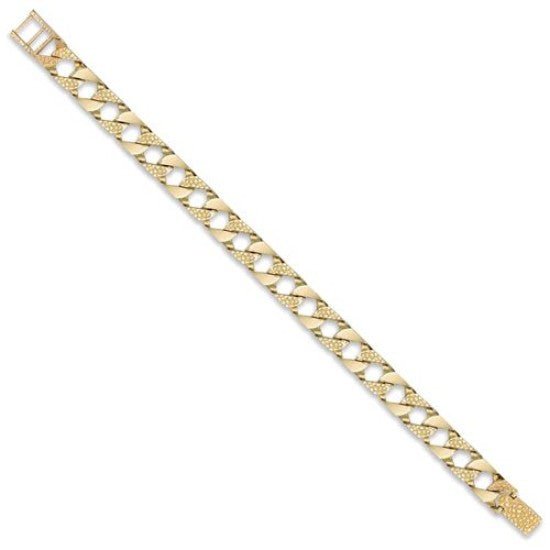 9ct Yellow Gold Solid 9mm 7.5 Inch Plain & Nugget Curb Bracelet 13.0g - My Jewel World