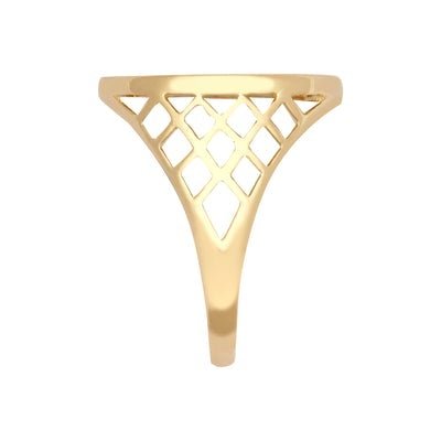 9ct Yellow Gold St. George Krugerrand Size Ring with Crisscross Sides - My Jewel World