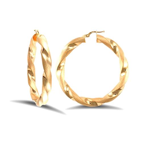 9ct Yellow Gold Twisted 6mm Hoop Earrings 52mm - My Jewel World