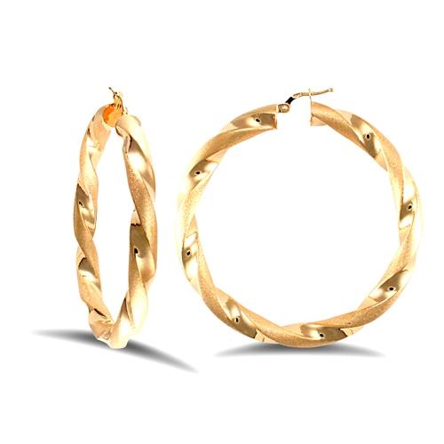 9ct Yellow Gold Twisted 6mm Hoop Earrings 60mm - My Jewel World
