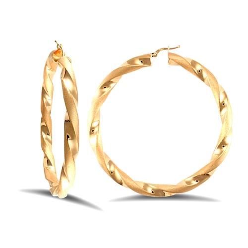 9ct Yellow Gold Twisted 6mm Hoop Earrings 69mm - My Jewel World
