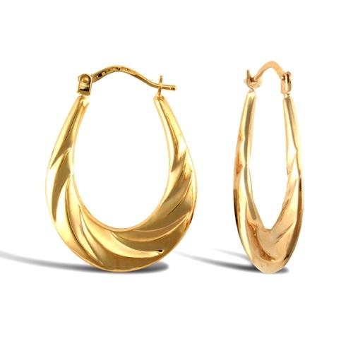 9ct Yellow Gold Twisted Tear Drop Creole Hoop Earrings 20x27mm - My Jewel World