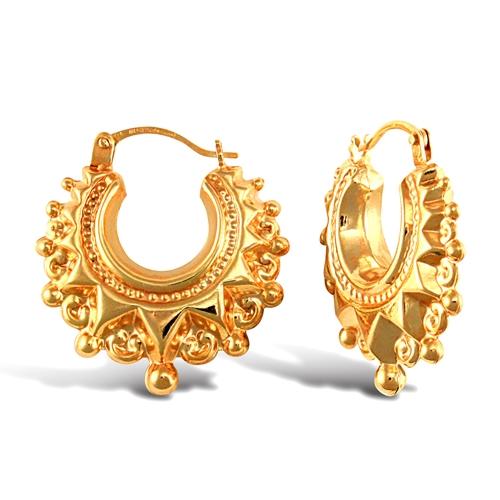 9ct Yellow Gold Victorian Style Hoop Creole Hoop Earrings 20mm - My Jewel World
