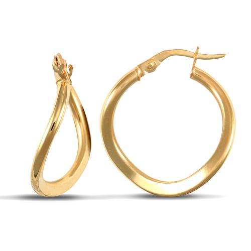 9ct Yellow Gold Wavey Hoop Earrings 21mm - My Jewel World