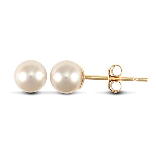 9ct Yellow Gold White Akoya Pearl Stud Earrings 4.5-5mm - My Jewel World