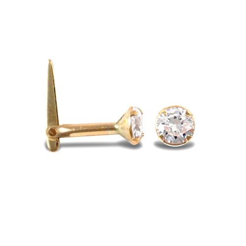 9ct Yellow Gold White CZ Solitaire Hinged Nose Stud 3mm - My Jewel World