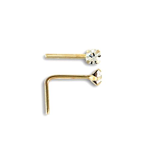 9ct Yellow Gold White CZ Solitaire Nose Stud 2mm - My Jewel World