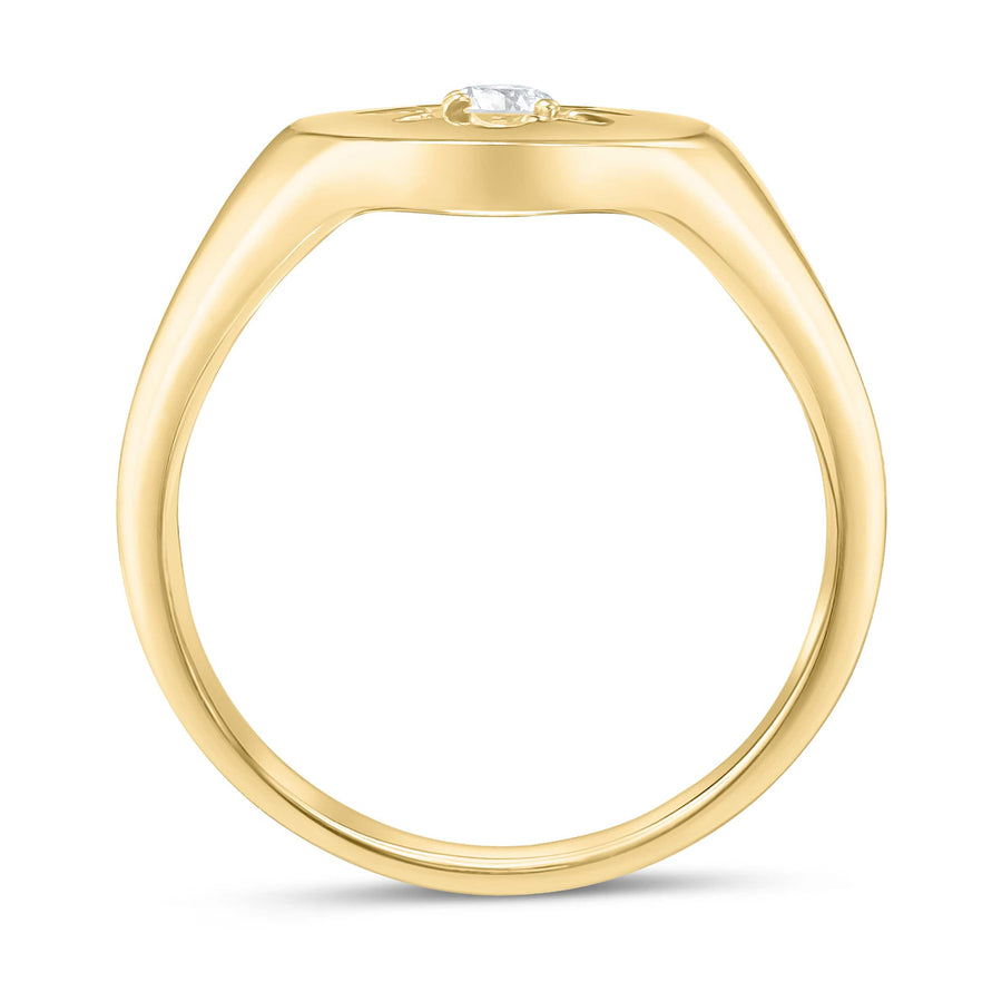 Diamond Oval Shape Signet Ring 0.12ct G-SI Quality set in 9ct Yellow Gold