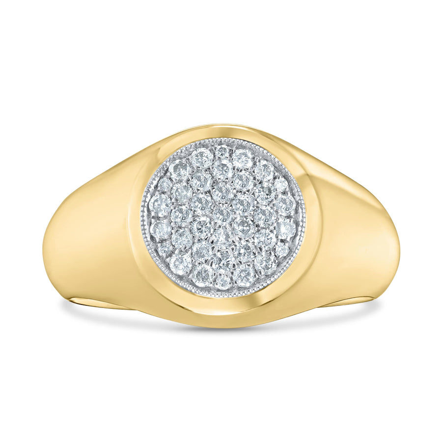 Diamond Round Signet Ring 0.33ct G-SI Quality set in 9ct Yellow Gold