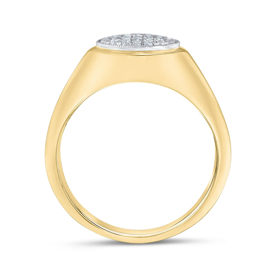 Diamond Round Signet Ring 0.33ct G-SI Quality set in 9ct Yellow Gold