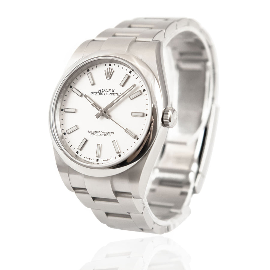 Rolex Oyster Perpetual White Face Stainless Steel Ref: 114300