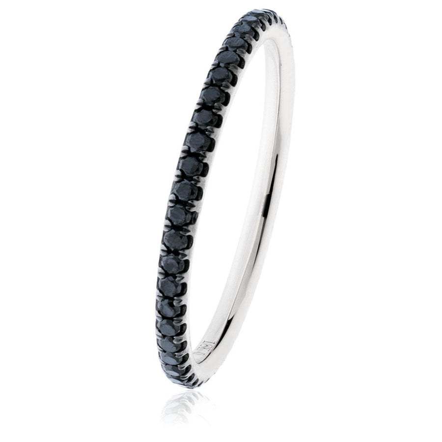 Black Diamond Full Eternity Ring 0.35ct 1.5mm in 18k White Gold - My Jewel World