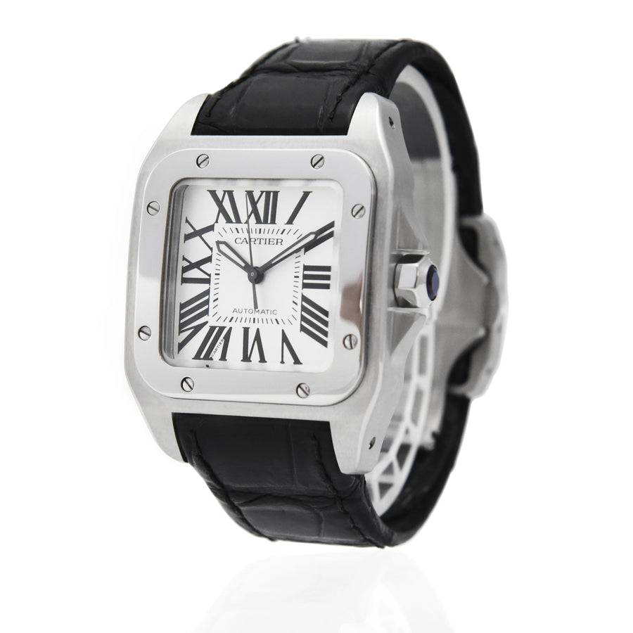 Cartier Santos 100 Mid-Size White Dial Stainless Steel Ref: 2878 - My Jewel World