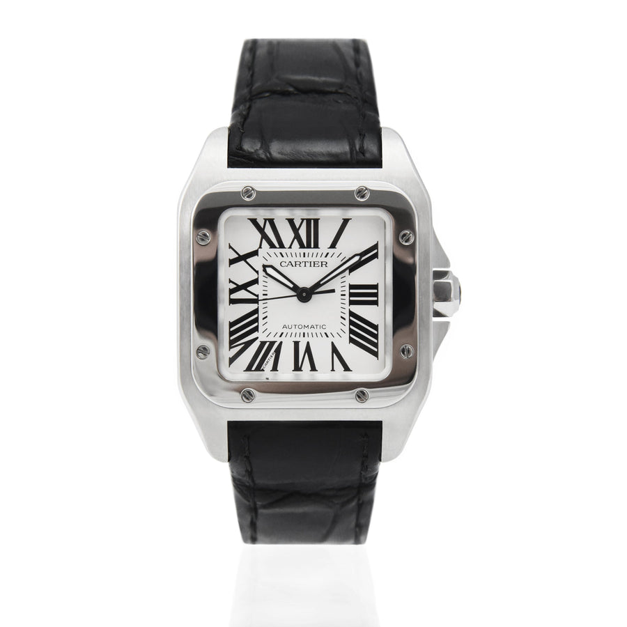 Cartier Santos 100 Mid-Size White Dial Stainless Steel Ref: 2878 - My Jewel World