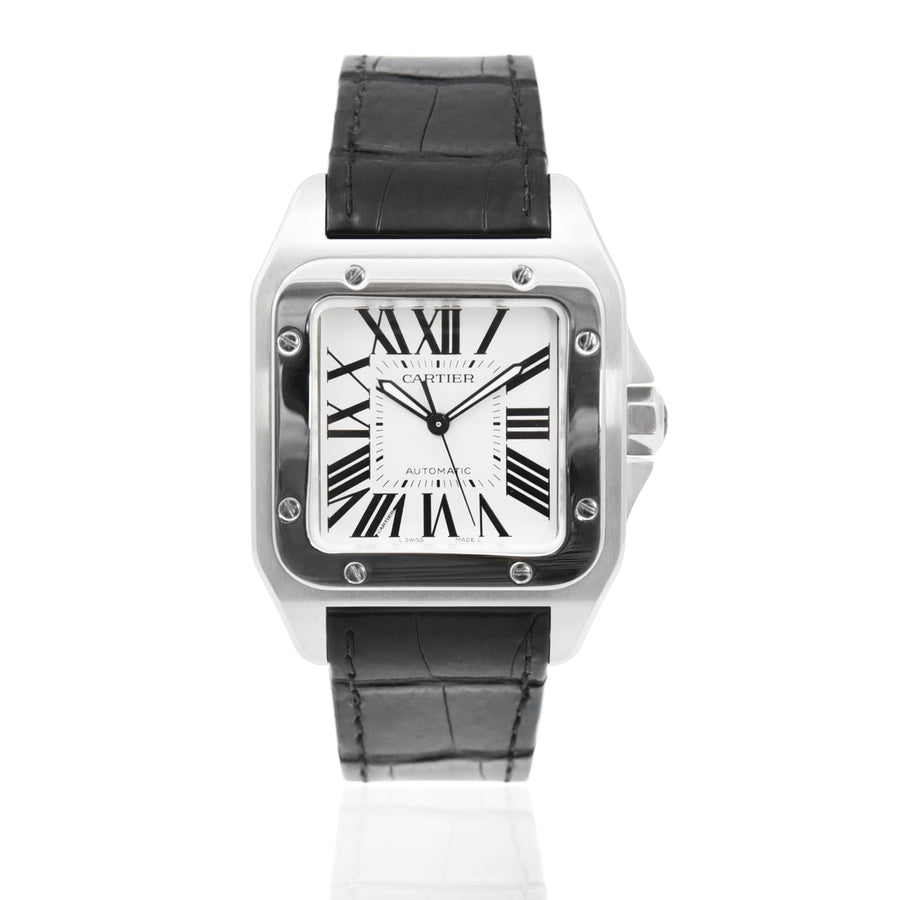 Cartier Santos White Dial Leather Ref: 2656 - My Jewel World