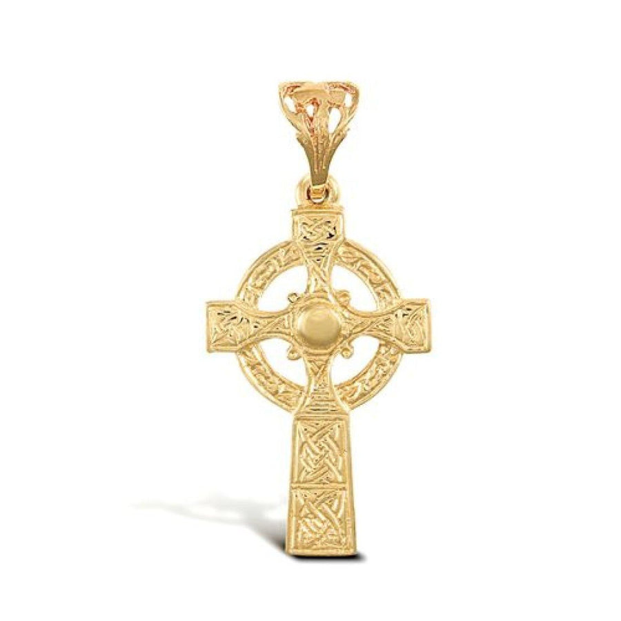 Celtic Cross Pendant Necklace in 9ct Yellow Gold 2.9g - My Jewel World