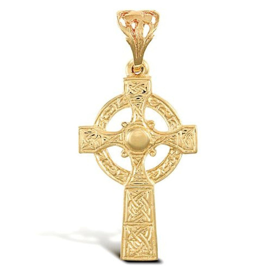 Celtic Cross Pendant Necklace in 9ct Yellow Gold 5.3g - My Jewel World