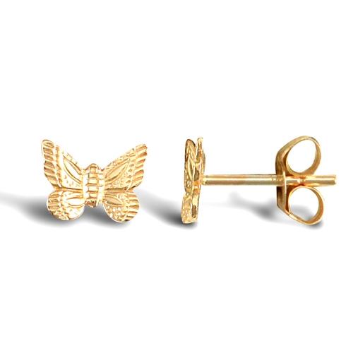 Childern 9ct Yellow Gold Butterfly Stud Earrings - My Jewel World
