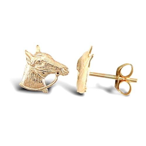 Childern 9ct Yellow Gold Horses Head Stud Earrings - My Jewel World