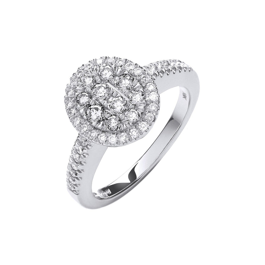 Cluster Diamond Ring 0.50ct H-SI in 18K White Gold - My Jewel World