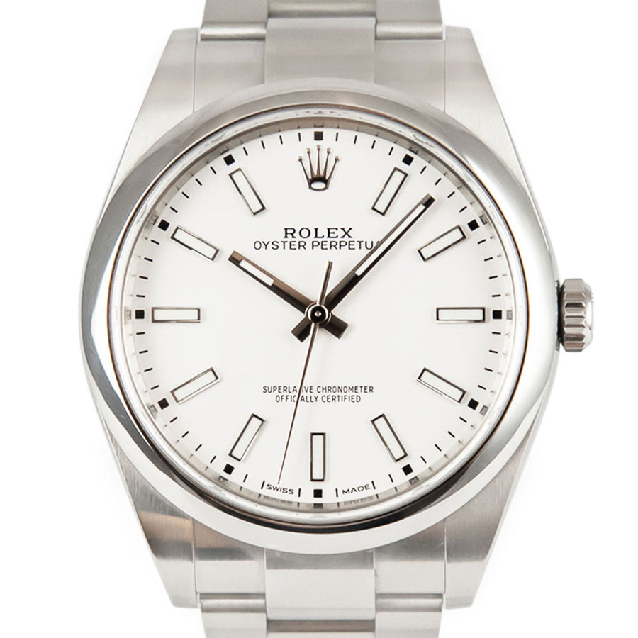 Rolex Oyster Perpetual White Face Stainless Steel Ref: 114300