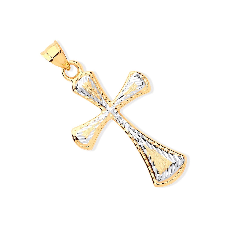 Cross Pendant Necklace in 9ct 2 Tone Gold 0.8g - My Jewel World