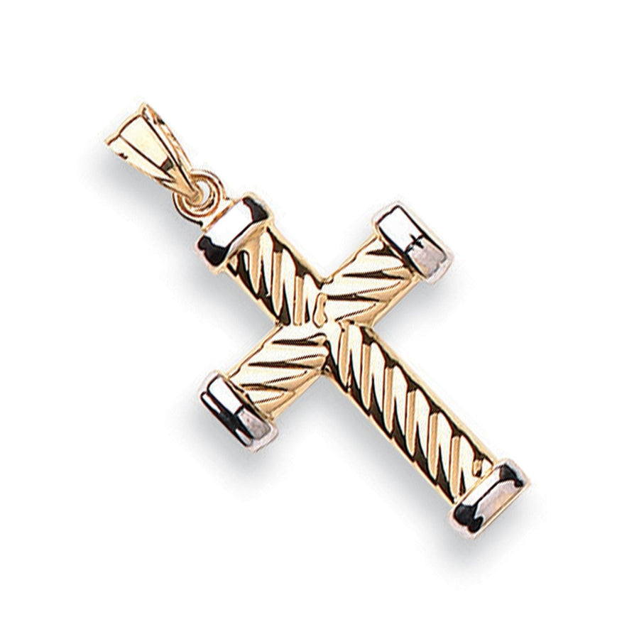 Cross Pendant Necklace in 9ct 2 Tone Gold 1.1g - My Jewel World
