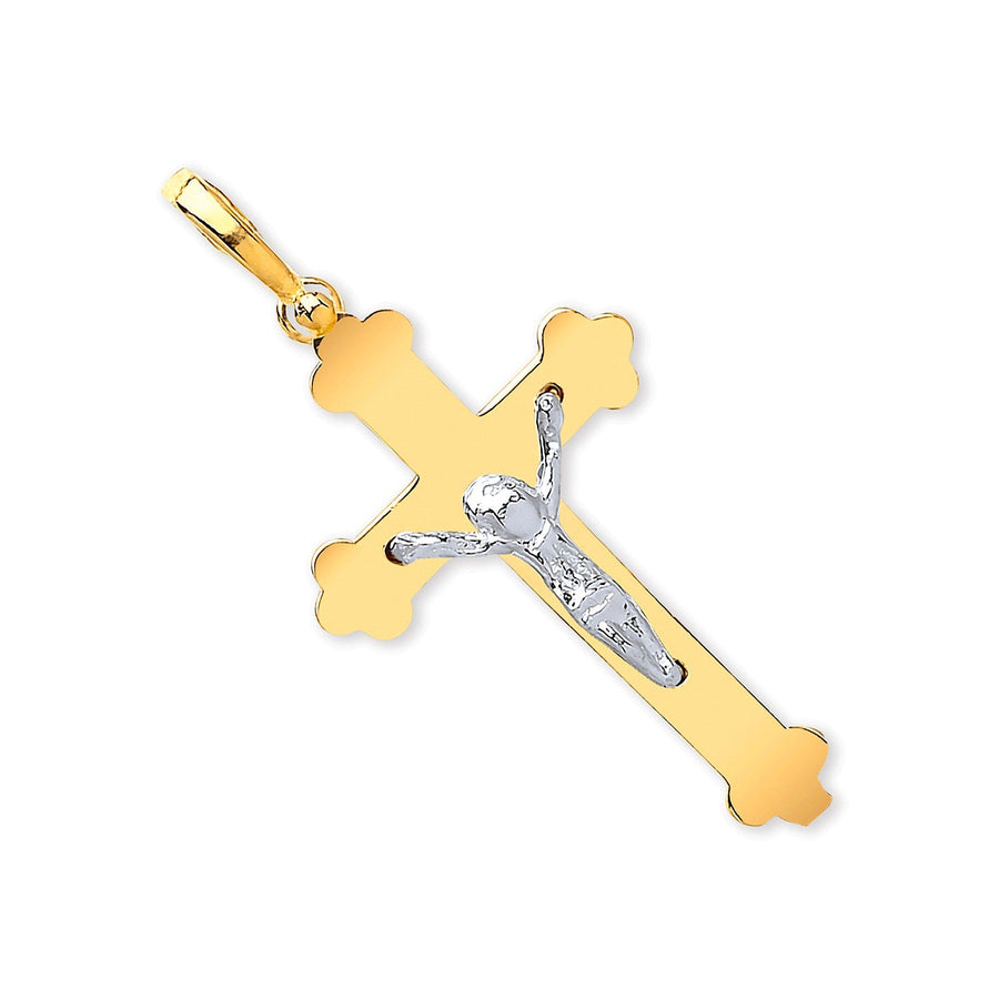 Crucifix Cross Pendant Necklace in 9ct 2 Tone Gold 1.2g - My Jewel World