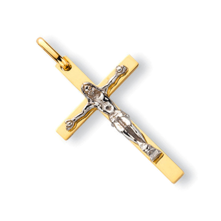 Crucifix Cross Pendant Necklace in 9ct 2 Tone Gold 1.6g - My Jewel World