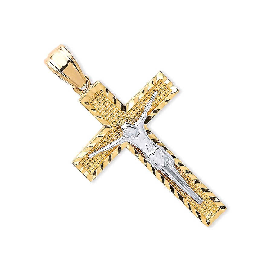 Crucifix Cross Pendant Necklace in 9ct 2 Tone Gold 1.7g - My Jewel World