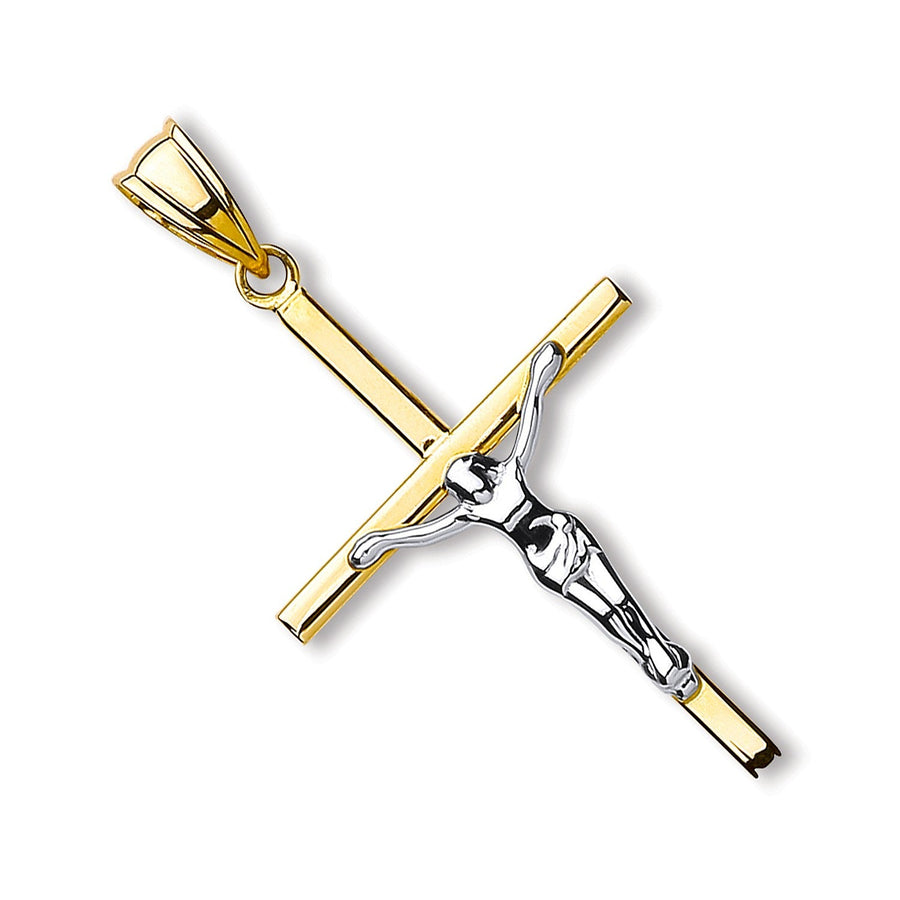 Crucifix Cross Pendant Necklace in 9ct 2 Tone Gold - My Jewel World