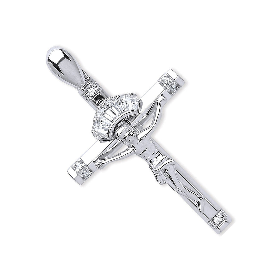 Crucifix Cross Pendant Necklace in 9ct White Gold 1.7g - My Jewel World