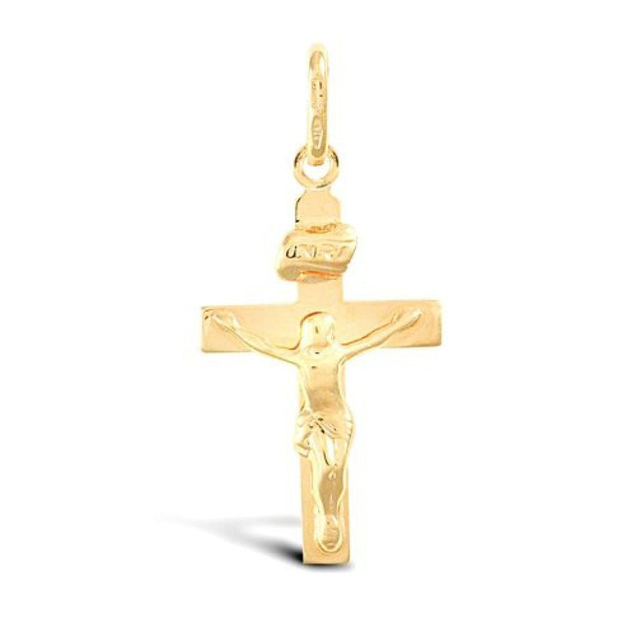 Crucifix Cross Pendant Necklace in 9ct Yellow Gold 0.9g - My Jewel World