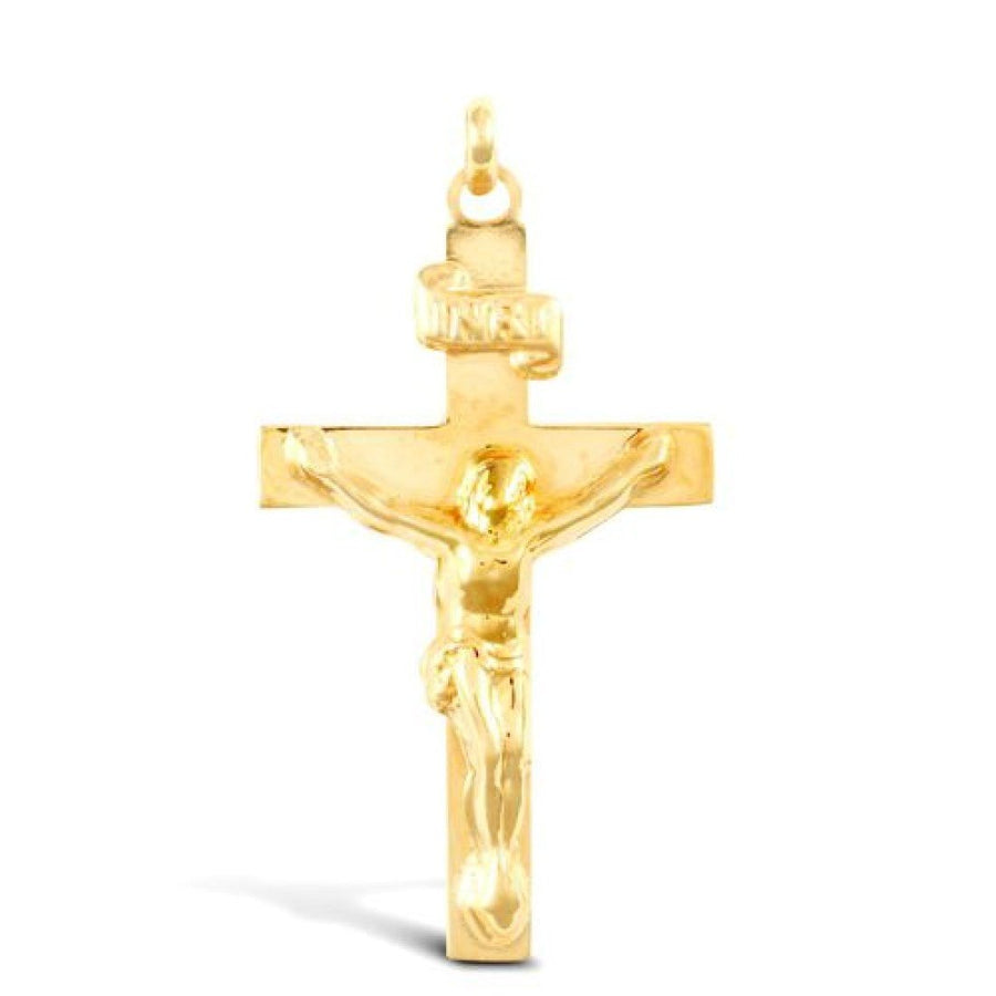 Crucifix Cross Pendant Necklace in 9ct Yellow Gold 1.7g - My Jewel World