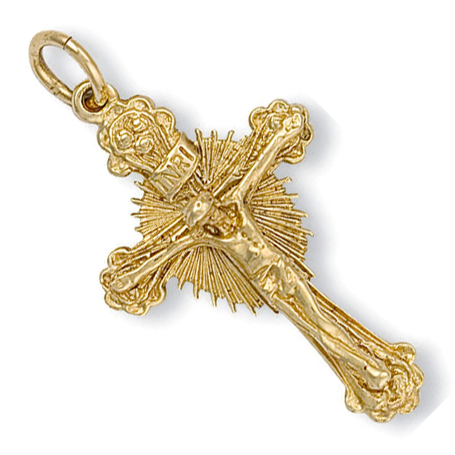 Crucifix Cross Pendant Necklace in 9ct Yellow Gold 6.2g - My Jewel World
