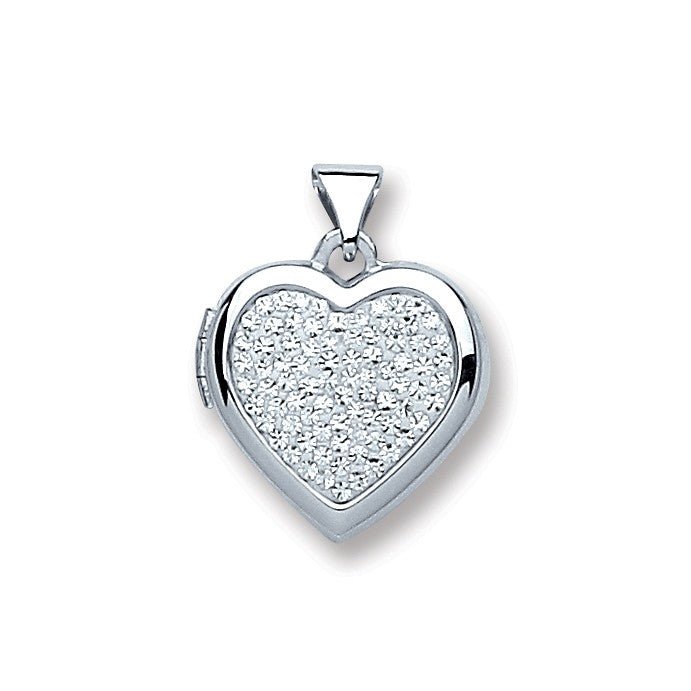 Crystal Heart Shaped 925 Sterling Silver Locket Pendant Necklace - My Jewel World