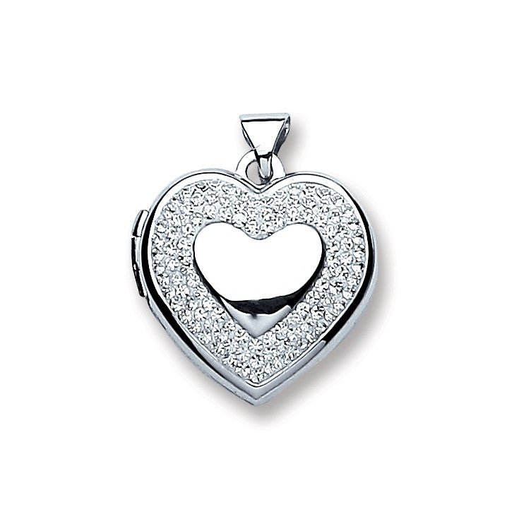 Crystal Heart Shaped Locket Pendant Necklace in 925 Sterling Silver - My Jewel World