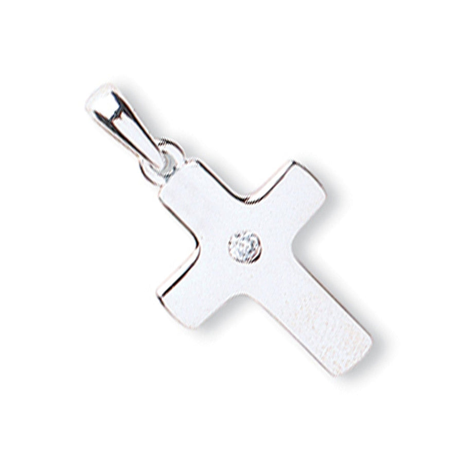 CZ Cross Pendant Necklace in 9ct White Gold 0.7g - My Jewel World
