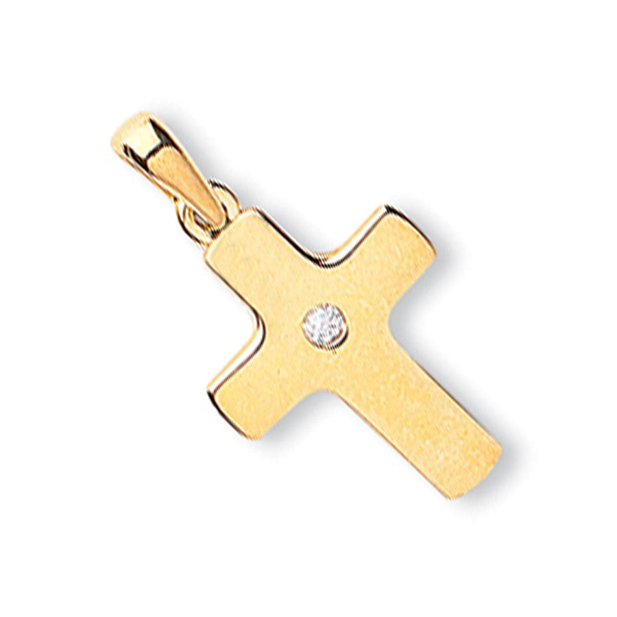 CZ Cross Pendant Necklace in 9ct Yellow Gold 0.7g - My Jewel World